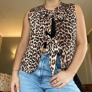 Leopard/Cheetah/Animal Print Vest with Front Bow Tie Details